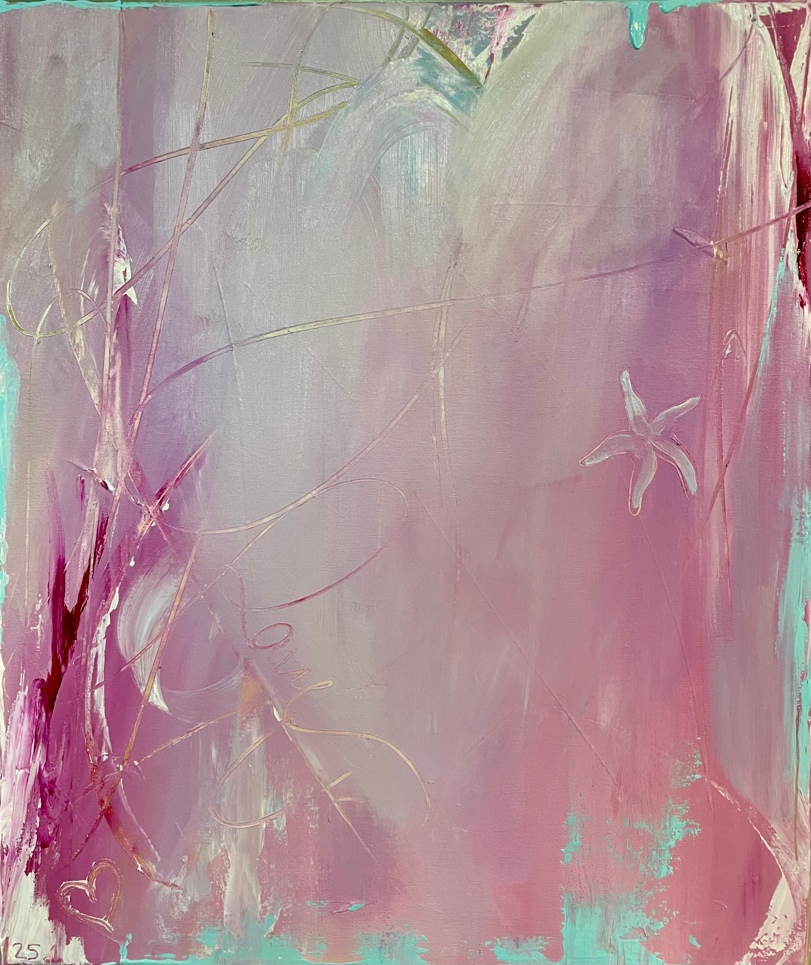 Love Notes — soft washes of rose and cloud with faint written marks